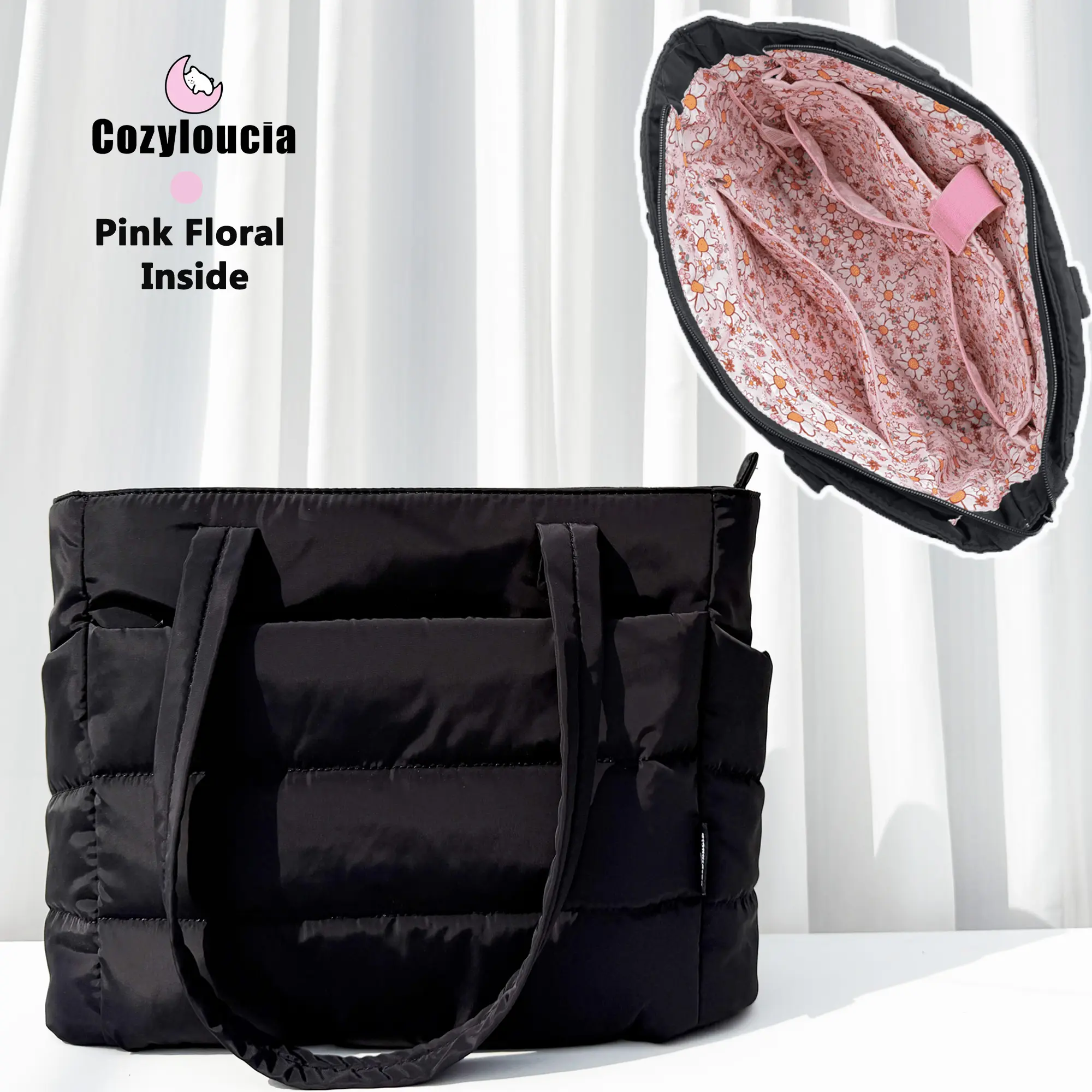 Quilted Puffer Tote & Backpack, Nylon, Lightweight, Multi-Functional Travel Bag BIGWIG Women main image 3