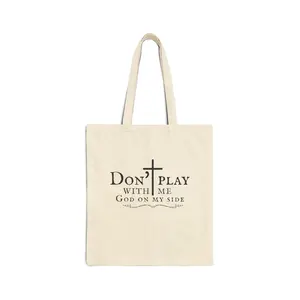 Don’t Play With Me cross graphic Tote Bag | Christian faith scripture canvas tote