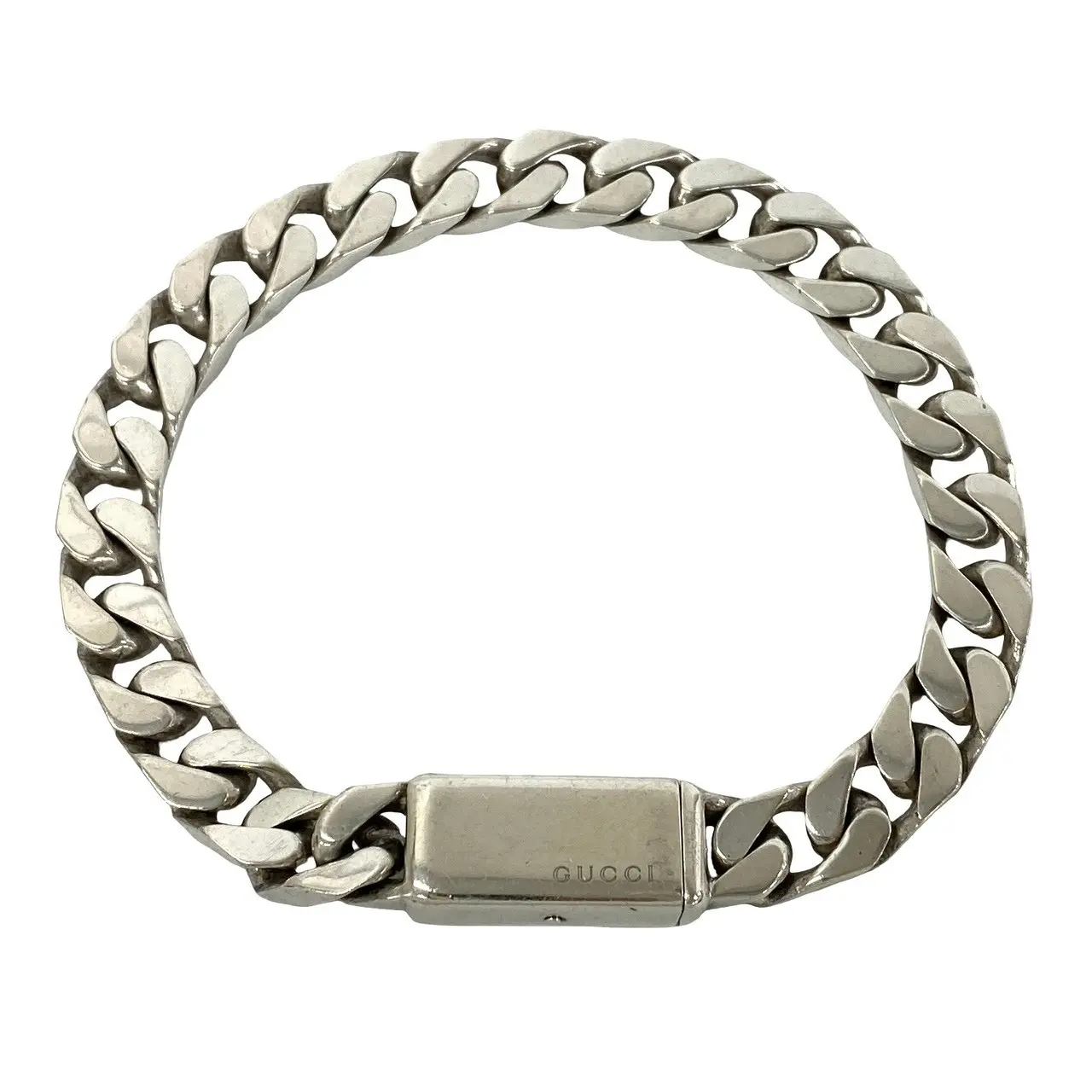 Pre-owned GUCCI Sterling Silver 925 (Ag925) Small Leather Goods Silver Bracelet