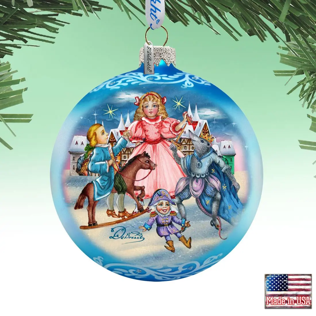 G.DeBrekht 73916 5 x 5.5 in. Nutcracker Story Glass Ornaments