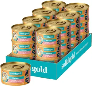 Solid Gold Five Oceans Wet Cat Food With Shrimp & Tuna in Gravy Grain Free Gluten Free Holistic Canned Meal for Adult Cats & Kittens