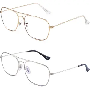 2-Pack Aviator Reading Glasses Women Metal Frame Blue Light Blocking Computer Readers