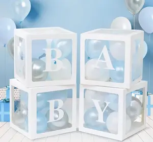 Customizable Baby Block Balloon Box with Letters Baby Shower Decoration Jumbo Transparent Balloon Boxes For Party Decor DIY Baby Shower