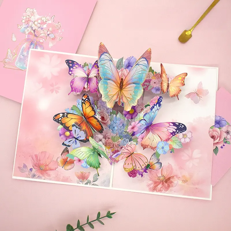 3D Pop-up Cherry Blossom Greeting Card with Envelope - Suitable for Valentine's Day, Birthdays, Anniversaries, Mother's Day, and Wedding Thank You Cards