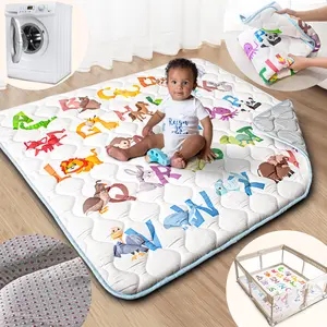 Baby Play Mat, 50x50 Playpen Mat with Super Soft Touch,  with Upgraded Anti-Slip Bottom, Machine Washable Babymat for Floor & Picnicn Decoration Items, 1 in Thick