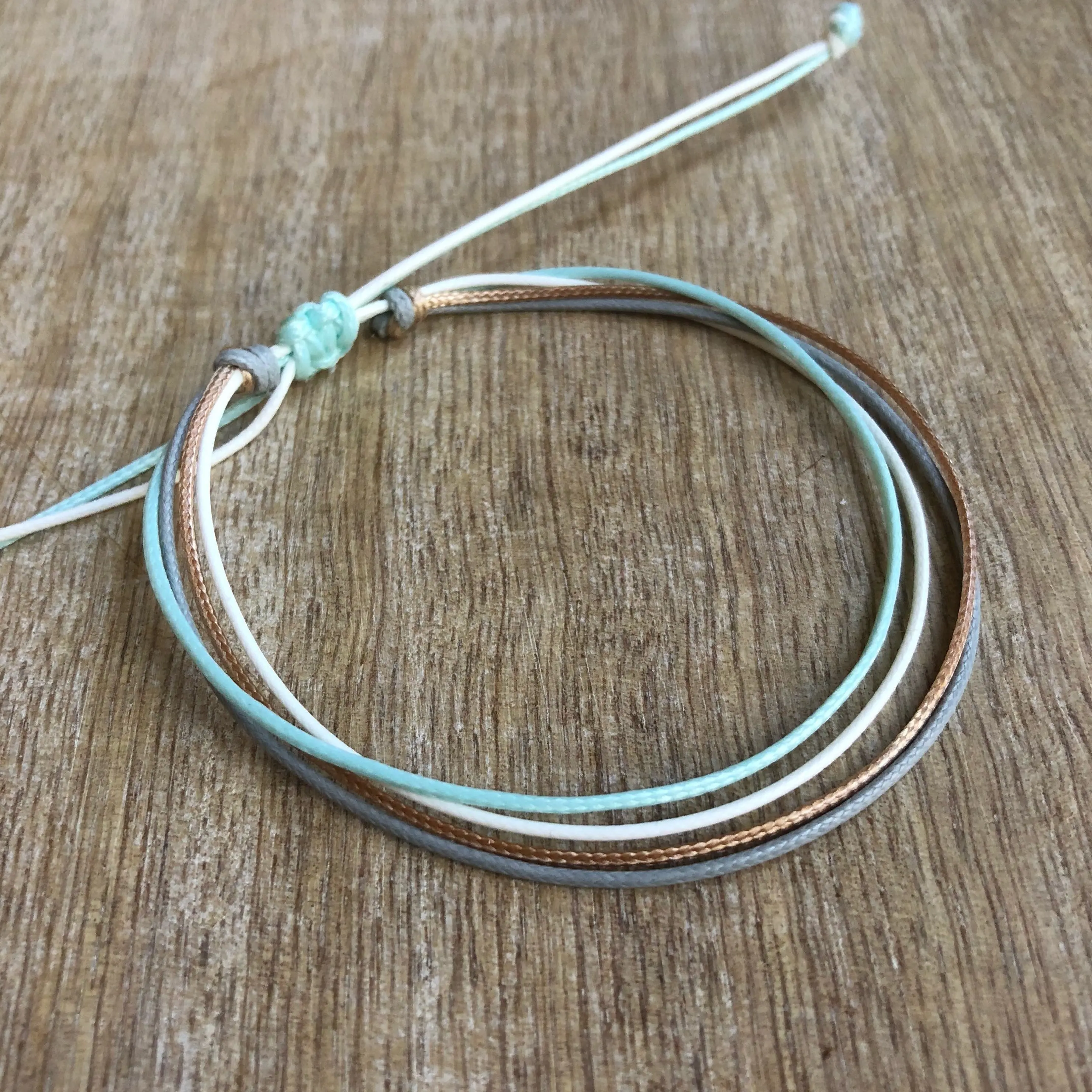 Neutral Surfer Anklet Bracelet Surfside Style with Adjustable Closure, Waterproof, Perfect for Everyday Wear