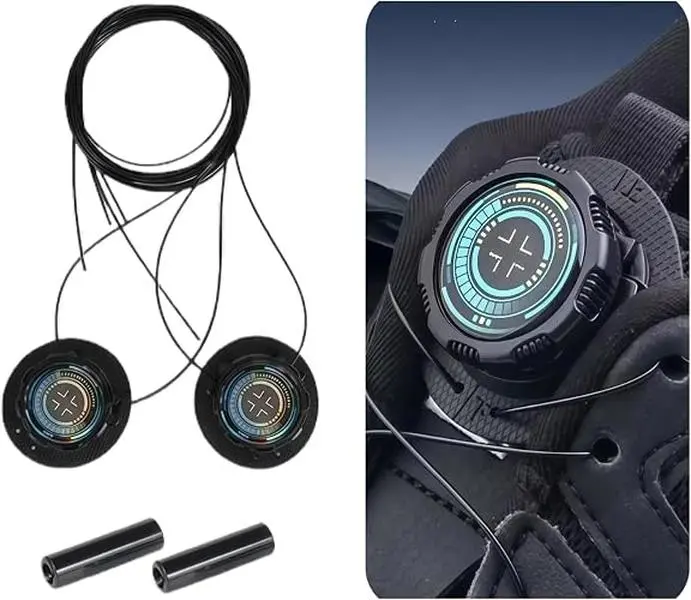 1 Pair Lazy No-Tie Rotary Shoelace Buckle Kit, Pre-Made Thick Rope Rotating Knobs, 1-Click Tighten Quick Lacing System for Sports Sneakers, Easy-Install Shoe Accessory