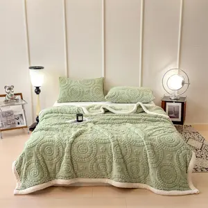 1pc double-layer blanket Double Layer Knitted Plush Blanket, Super Soft All-Season Comfort, Perfect for Bedroom and Living Room, Easy Care, Soft Cozy Blanket