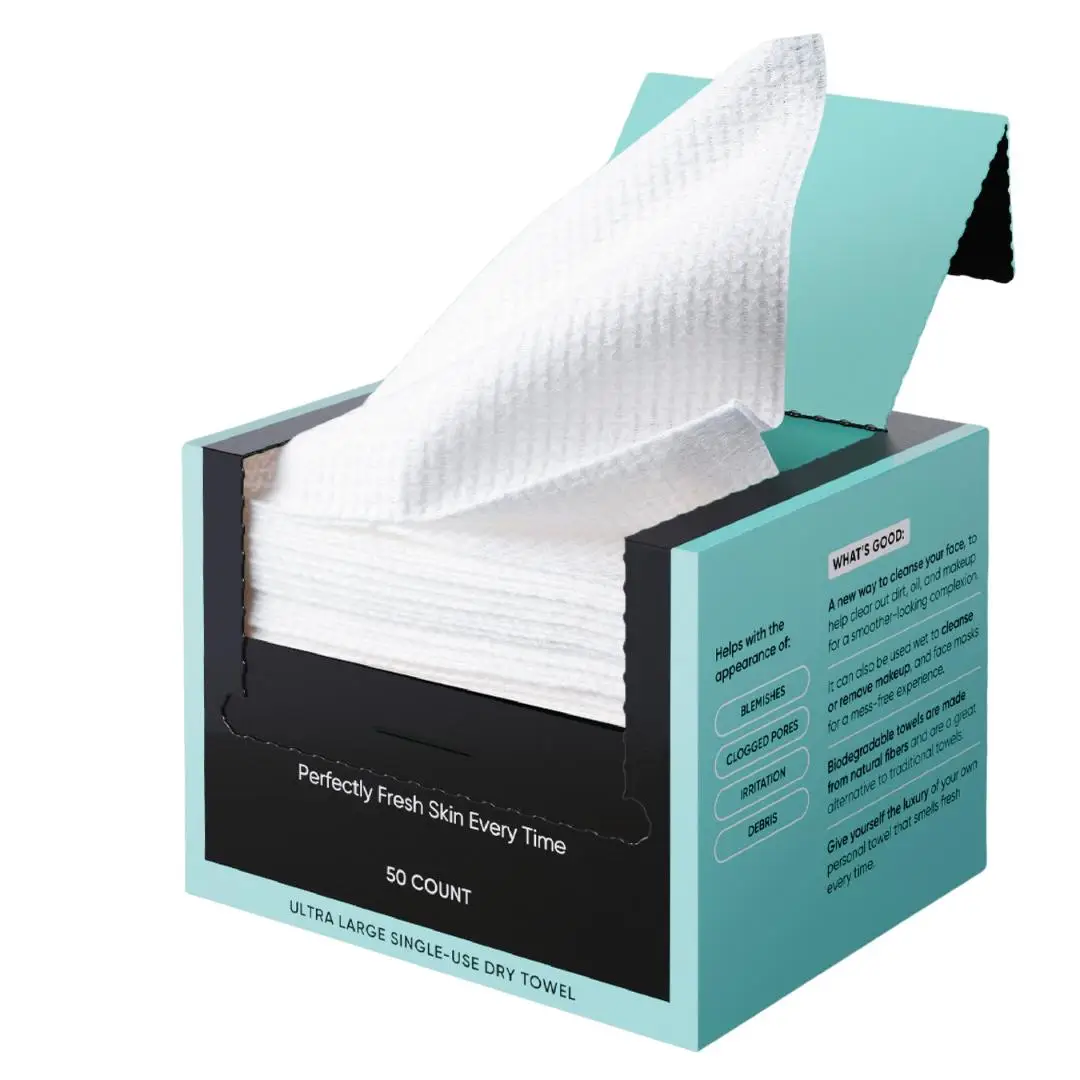 [Buttah Skin] Silky, Biodegradable Disposable Face Cleansing Towels – Extra Thick, Soft & Large for Sensitive Skin, Travel & Makeup Removal (50 Count)