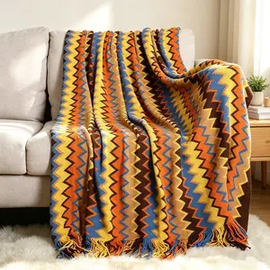 Boho Style Soft Knit Blanket with Fringe, Sofa Throw Blanket, Nap Blanket, Bed End Decorative Blanket, Sizes 50x70 or 50x90 Inches