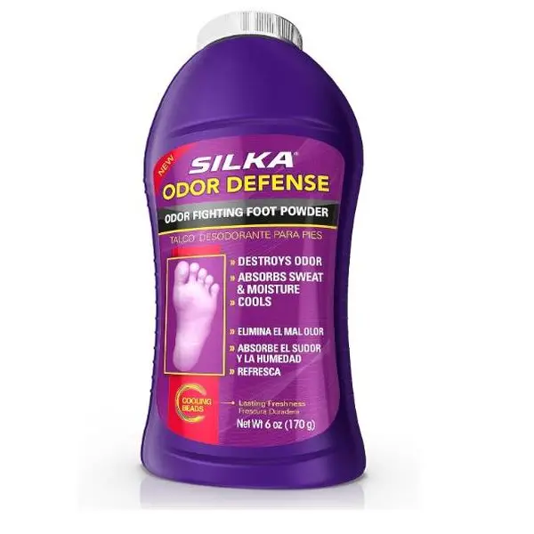 Silka Talc+Corn Starch Foot Powder & Footwear Deodorant - 6oz Single Pack, Lightweight Daily Odour Control, Cooling Beads, Sweat Absorber, Moisture Controller, No Harmful Additives (Athletes Foot Powder, Beauty & Personal Care)