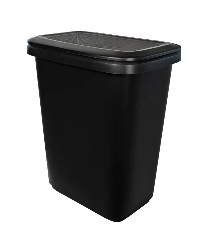 Hefty 20.4 Gal Plastic 2-Compartment Kitchen Trash Can with Lift-Top Lid, Black Recycling Bin for Home Care Supplies