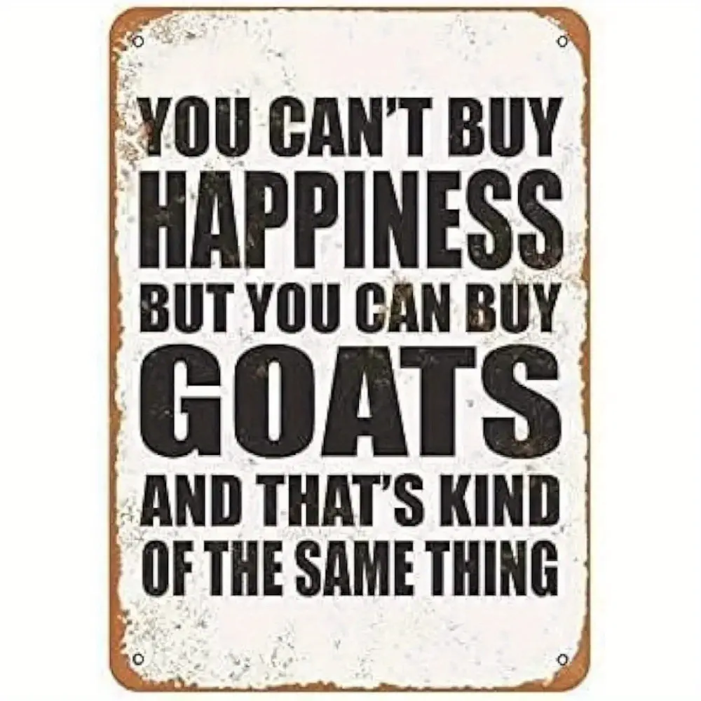1pc Funny Goat Quote Aluminium Sign - 8x12 in Rustic Wall Decor, Funny Decor with Humorous Goat Illustration, Perfect for Animal Lovers, Distressed Weathered Finish Home Supplies Plaque, Decor Inspo