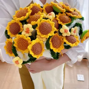 Handmade Flower Blanket Sunflower Bouquet Blanket DIY Flower Blankets Mother's Day Gift Graduations Crocheting Blanket Gifts
