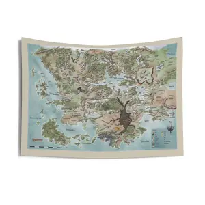 Complete Map of Faerun Indoor Wall Tapestry| Colored Dungeons and Dragons DnD| Sword Coast World Map Decor Decorative Hanging Room Decoration 36" * 26"