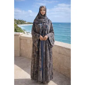 Silver Paisley Elegance Abaya Set