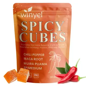 Spicy Cubes, Intimacy Gummies With Chili Pepper, Muira Puama, Maca Root, Epimedium, Helps Promote Hormone Balance, Calmness And Intimacy Wellness, Peach Flavor, 30 Gummies