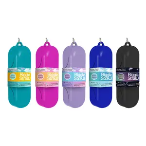 BiggieStraw Extra Wide Collapsible, Reusable Straw | Smoothies, Milkshakes, Bubble Tea | Cleaning Tool, Angled Tip | Easy Clean | BPA Free Silicone shark tank