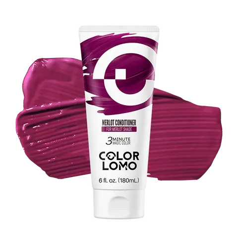 COLORLOMO Merlot (Purple-Red) Color Depositing Shampoo and Conditioner - Creamy Smooth Temporary Mask, Shea Butter, Behentrimonium Chloride, Revives, Hydrates, Sulfate-Free, Ammonia-Free, Basic Yellow 87, 180ml/6 fl oz Liquid Tube, Home Hair Color Care