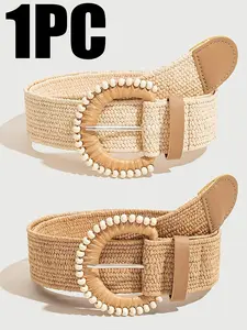 Women's Braided Belt with Round Buckle, Fashionable Bohemian Waistband, Vintage Ethnic Style, Versatile and Trendy Accessory
