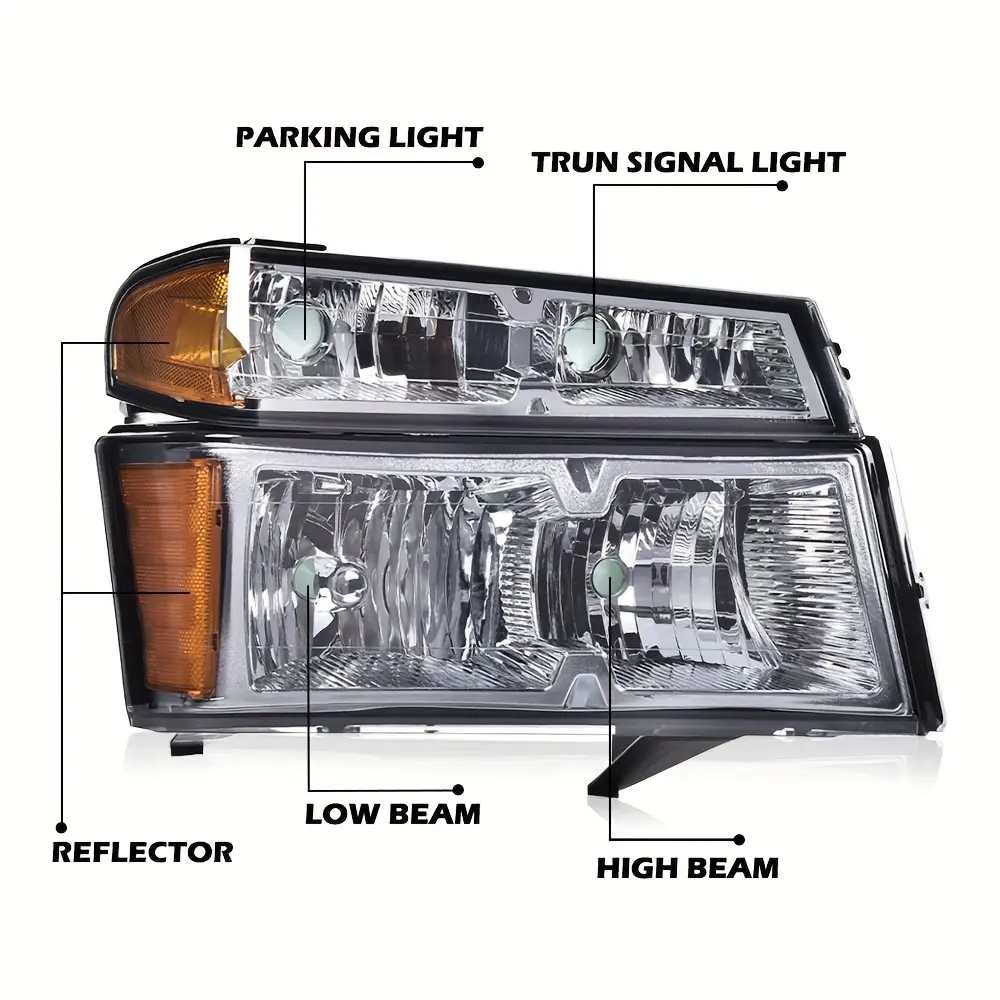 Fit For Chevy For Colorado For GMC For Canyon 2004-12 2X Smoke Headlights+Bumper Corner Lamp, Without Battery