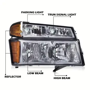 Fit For Chevy For Colorado For GMC For Canyon 2004-12 2X Smoke Headlights+Bumper Corner Lamp, Without Battery