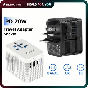 EAGET 2 Pack Universal Travel Plug Adapter, Worldwide Wall Charger, Global Power Converter, Multi-Function Charging Hub for US, UK, EU, AU Sockets, All-in-One Travel Essentials for Business, Vacation & Home Office Broad Device Support