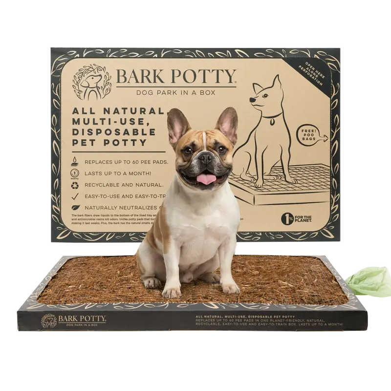 Bark Potty Indoor Dog Potty Tray, Plant-Based Fiber Disposable Dog Litter Box for Apartments and Balconies, Standard and Large Sizes