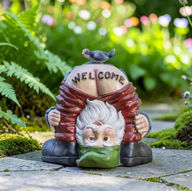 Funny Garden Gnome Statue - Prank Resin Dwarf Ornament, Whimsical Outdoor Garden Decor for Home Improvement Projects