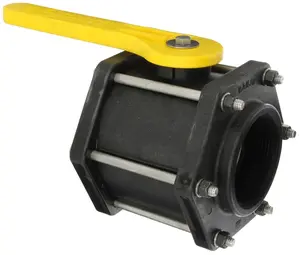 Banjo V300FP Polypropylene Ball Valve Three Piece Full Port 3" NPT Female with PTFE Seats for Chemical Resistance and High Temperature Performance