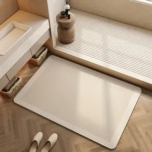 Striped Absorbent Non-Slip Mat, Bathroom Anti-Slip Rug, Diatomite Absorbent Mat, Alginate Material, Easy to Clean, Home Decor Mat, Suitable for Bathrooms, Entryway, Kitchen