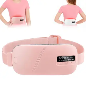 Pink/White Menstrual Multifunctional Heating Pad, Heat Therapy Vibrating Massage Belt Relieves menstrual cramps, abdominal warming belt Women's period heating belt 5 heat settings, 4 vibration modes, 2 timer modes