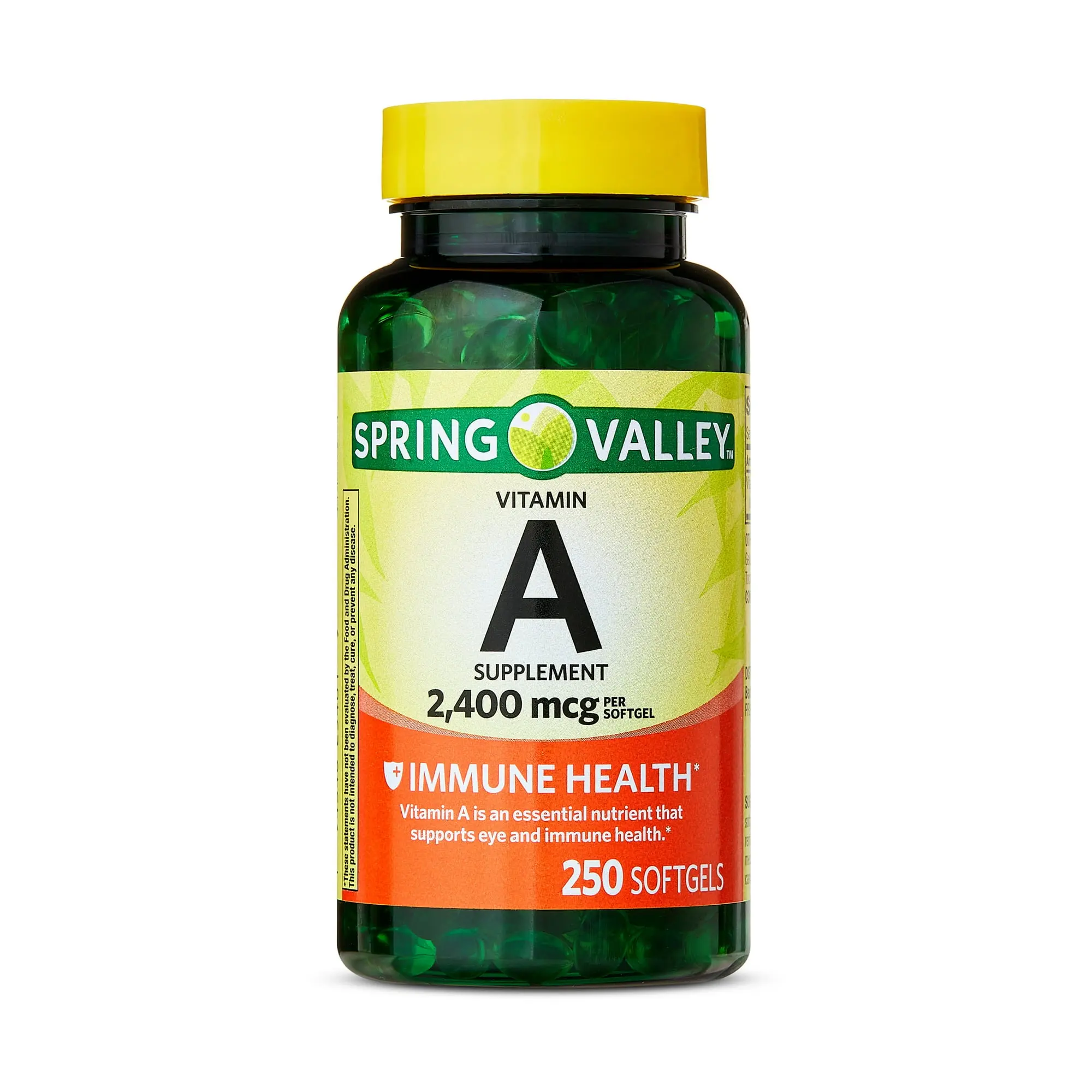 Spring Valley Vitamin A Supplement 2400mcg per Softgel 250 Count - Supports Overall Health, Eye Health, Immune System, and Skin Health - Healthcare