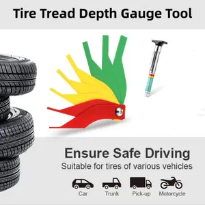 Tire Tread Depth Measurement Tool, Brake Pad Thickness Gauge, Tire Code Car Brake Pad Measuring Ruler for Motorcycles, Cars, Trucks, Buses