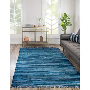 Navy Blue Chindi Cotton Rug