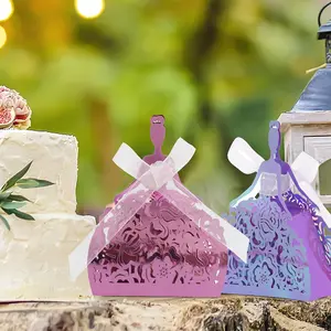 Elegant Hollow Candy Boxes with Ribbons - 20pcs - Perfect for Weddings, Anniversaries, Birthdays & More - Versatile Holiday Party Favors