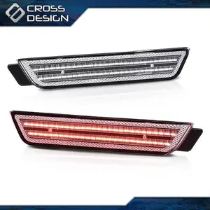 CROSSDESIGN Fit For 2010-2015 Chevy Camaro Clear LED Side Marker Light Chrome Housing Pair
