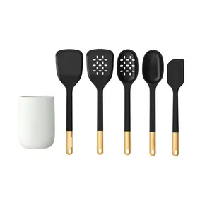 6-Piece Silicone Tool Set with Ceramic Crock, Drew Barrymore Kitchen Utensils