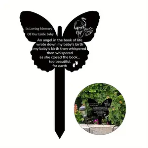 Acrylic Butterfly Shape Monument, 1 Count in Loving Memory Of Baby Garden Pile, Memorial Sign, Outdoor Tribute Sign for Garden Decor