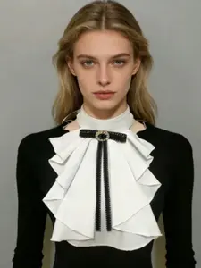 Lolita Pearl Chiffon Collar Scarf, Fake Collar for Shirts, Stage Performance Accessory, Stylish and Elegant Design