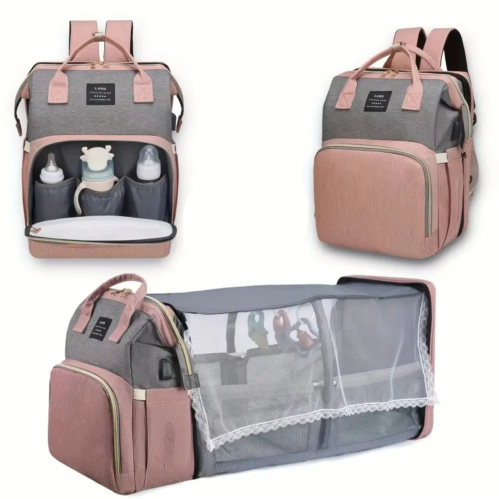 Mommy Bag Multifunctional Diaper Bag Lightweight Portable Foldable Baby Bed Large Capacity Travel Pregnant Women Backpack Essential for Outdoor Use