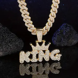 Crown Hip Hop Necklace Unisex Cuban Chain Pendant, Bold Fashion Jewelry Gift for Men & Women