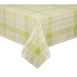 Design Imports 60" x 84" Lemon Bliss Plaid Tabl ecloth