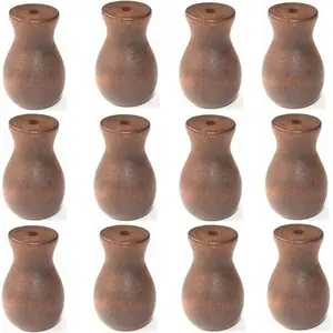 12pcs Brown Wood Tassel for Window Blinds White Cord Knobs Wooden Hanging Ball Pulls for Curtain Craft