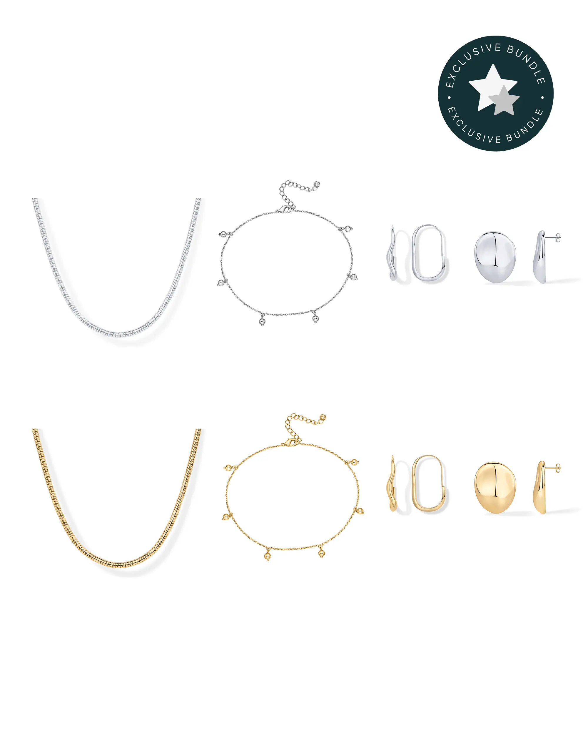 PAVOI 14K Gold Plated Euro Summer Jewelry Bundle – 3-Piece & 4-Piece Sets for Women – Chunky Earrings, Layered Necklaces & Anklets – Tiktok Bundle