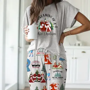 White Christmas Casual Pajama Set For Women - SHESHOW