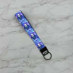 Horror Movie Inspired Blue Galaxy Ghost Face Wristlet Mini Lanyard