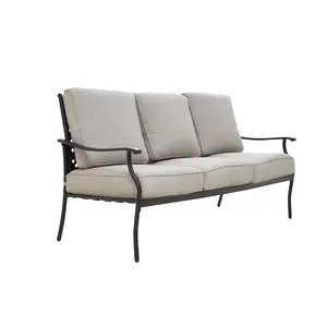 Top Space Patio 3-Person Loveseats Outdoor Bench Sofa Conversation Set with Thick Cushion and Coffee Table - Metal Frame