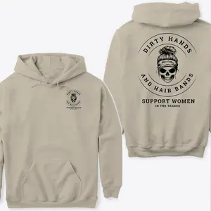 Support Women In The Trades Hoodie, Dirty Hands Hair Bands Graphic Hoodie, Blue Collar Women Workwear, Gift For Female Mechanic Welder Electrician, Streetwear Hoodie Style