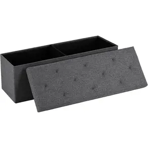 DUMOS 43In Storage Ottoman Bench, Storage Chest, End of Bed Foot Rest Stool with Padded Seat, Bedroom Bench for Living Room, Support 660Lbs, Grey